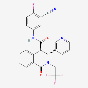 molecular formula C24H16F4N4O2 B13479371 (3R,4R)-N-(3-cyano-4-fluorophenyl)-1-oxo-3-(pyridin-3-yl)-2-(2,2,2-trifluoroethyl)-1,2,3,4-tetrahydroisoquinoline-4-carboxamide 