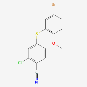 molecular formula C14H9BrClNOS B13479396 4-[(5-Bromo-2-methoxyphenyl)sulfanyl]-2-chlorobenzonitrile 