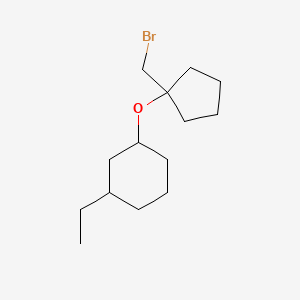 molecular formula C14H25BrO B13479493 1-((1-(Bromomethyl)cyclopentyl)oxy)-3-ethylcyclohexane 