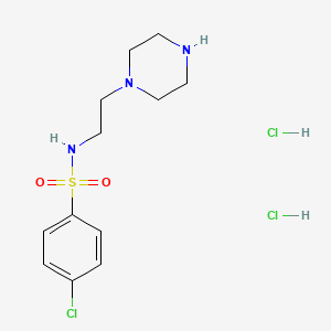 molecular formula C12H20Cl3N3O2S B13479564 4-chloro-N-[2-(piperazin-1-yl)ethyl]benzene-1-sulfonamide dihydrochloride 