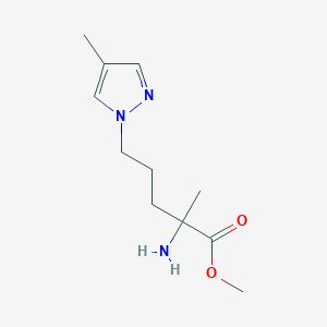 molecular formula C11H19N3O2 B13479566 Methyl 2-amino-2-methyl-5-(4-methyl-1h-pyrazol-1-yl)pentanoate 