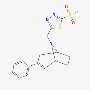 molecular formula C17H19N3O2S2 B13479630 8-[(5-Methanesulfonyl-1,3,4-thiadiazol-2-yl)methyl]-3-phenyl-8-azabicyclo[3.2.1]oct-2-ene 