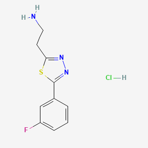 molecular formula C10H11ClFN3S B13479640 2-[5-(3-Fluorophenyl)-1,3,4-thiadiazol-2-yl]ethan-1-amine hydrochloride 