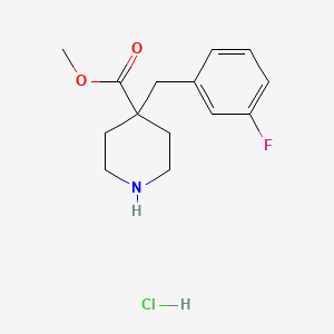 molecular formula C14H19ClFNO2 B13479726 Methyl 4-[(3-fluorophenyl)methyl]piperidine-4-carboxylate hydrochloride 