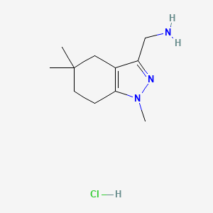 molecular formula C11H20ClN3 B13479837 1-(1,5,5-trimethyl-4,5,6,7-tetrahydro-1H-indazol-3-yl)methanamine hydrochloride 