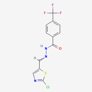molecular formula C12H7ClF3N3OS B1347987 N'-[(E)-(2-chloro-1,3-thiazol-5-yl)methylidene]-4-(trifluoromethyl)benzenecarbohydrazide 