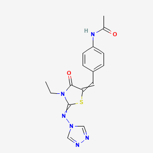 molecular formula C16H16N6O2S B1347990 N-(4-{[3-ethyl-4-oxo-2-(4H-1,2,4-triazol-4-ylimino)-1,3-thiazolan-5-yliden]methyl}phenyl)acetamide 