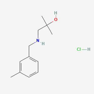 molecular formula C12H20ClNO B13479910 2-Methyl-1-{[(3-methylphenyl)methyl]amino}propan-2-olhydrochloride 