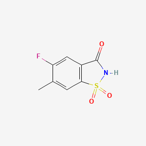 molecular formula C8H6FNO3S B13480215 5-Fluoro-6-methyl-2,3-dihydro-1lambda6,2-benzothiazole-1,1,3-trione 