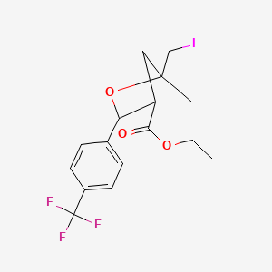 molecular formula C16H16F3IO3 B13480226 Ethyl 1-(iodomethyl)-3-(4-(trifluoromethyl)phenyl)-2-oxabicyclo[2.1.1]hexane-4-carboxylate 