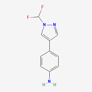 molecular formula C10H9F2N3 B13480313 4-[1-(Difluoromethyl)pyrazol-4-yl]aniline 