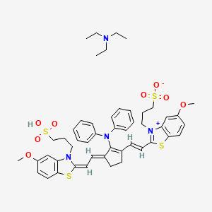 molecular formula C49H58N4O8S4 B13480472 2-[(1E)-2-[(3E)-2-(diphenylamino)-3-{2-[(2E)-5-methoxy-3-(3-sulfopropyl)-2,3-dihydro-1,3-benzothiazol-2-ylidene]ethylidene}cyclopent-1-en-1-yl]ethenyl]-5-methoxy-3-(3-sulfonatopropyl)-1,3-benzothiazol-3-ium; triethylamine 