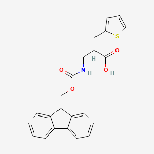 molecular formula C23H21NO4S B13480685 (R)-2-[(9H-Fluoren-9-ylmethoxycarbonylamino)-methyl]-3-thiophen-2-YL-propionic acid 