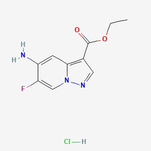 molecular formula C10H11ClFN3O2 B13480856 Ethyl 5-amino-6-fluoropyrazolo[1,5-a]pyridine-3-carboxylate hydrochloride 