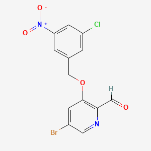 molecular formula C13H8BrClN2O4 B13481035 5-Bromo-3-[(3-chloro-5-nitrophenyl)methoxy]pyridine-2-carbaldehyde 