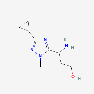 molecular formula C9H16N4O B13481264 3-Amino-3-(3-cyclopropyl-1-methyl-1h-1,2,4-triazol-5-yl)propan-1-ol 