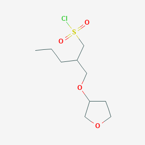 molecular formula C10H19ClO4S B13481472 2-(((Tetrahydrofuran-3-yl)oxy)methyl)pentane-1-sulfonyl chloride 