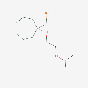 molecular formula C13H25BrO2 B13481618 1-(Bromomethyl)-1-(2-isopropoxyethoxy)cycloheptane 