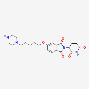 molecular formula C22H28N4O5 B13481916 2-(2,6-dioxopiperidin-3-yl)-5-{[5-(piperazin-1-yl)pentyl]oxy}-2,3-dihydro-1H-isoindole-1,3-dione 