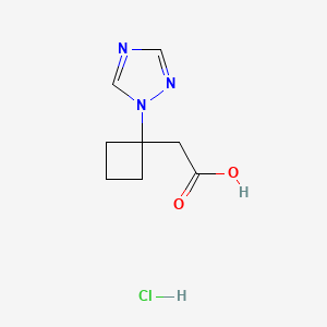 molecular formula C8H12ClN3O2 B13481946 2-[1-(1H-1,2,4-triazol-1-yl)cyclobutyl]acetic acid hydrochloride 