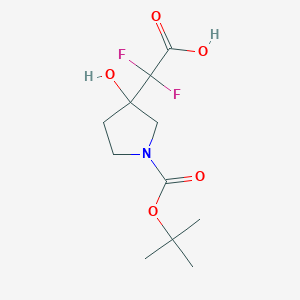 molecular formula C11H17F2NO5 B13482122 2-(1-(tert-Butoxycarbonyl)-3-hydroxypyrrolidin-3-yl)-2,2-difluoroacetic acid 