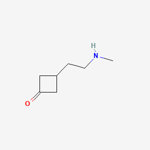 molecular formula C7H13NO B13482143 3-[2-(Methylamino)ethyl]cyclobutan-1-one 