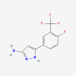 molecular formula C10H7F4N3 B13482283 5-(4-fluoro-3-trifluoromethyl-phenyl)-2H-pyrazol-3-ylamine 