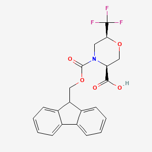 molecular formula C21H18F3NO5 B13482357 rac-(3R,6R)-4-{[(9H-fluoren-9-yl)methoxy]carbonyl}-6-(trifluoromethyl)morpholine-3-carboxylic acid, cis 