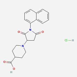 molecular formula C20H21ClN2O4 B13482460 1-[1-(Naphthalen-1-yl)-2,5-dioxopyrrolidin-3-yl]piperidine-4-carboxylic acid hydrochloride 