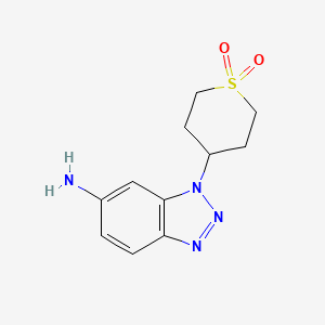 molecular formula C11H14N4O2S B13482465 4-(6-amino-1H-1,2,3-benzotriazol-1-yl)-1lambda6-thiane-1,1-dione 