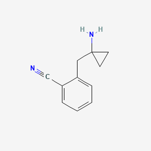 molecular formula C11H12N2 B13482545 2-[(1-Aminocyclopropyl)methyl]benzonitrile 