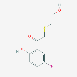 molecular formula C10H11FO3S B13482556 1-(5-Fluoro-2-hydroxyphenyl)-2-((2-hydroxyethyl)thio)ethan-1-one 