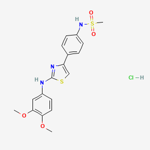 molecular formula C18H20ClN3O4S2 B13482592 N-(4-{2-[(3,4-dimethoxyphenyl)amino]-1,3-thiazol-4-yl}phenyl)methanesulfonamide hydrochloride 