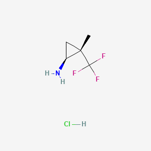 molecular formula C5H9ClF3N B13482719 rac-(1R,2R)-2-methyl-2-(trifluoromethyl)cyclopropan-1-amine hydrochloride 