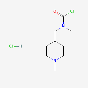 molecular formula C9H18Cl2N2O B13482751 N-methyl-N-[(1-methylpiperidin-4-yl)methyl]carbamoyl chloride hydrochloride 