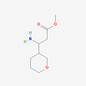 molecular formula C9H17NO3 B13482783 Methyl 3-amino-3-(tetrahydro-2h-pyran-3-yl)propanoate 