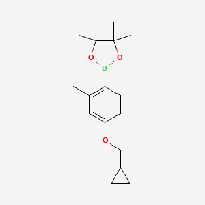 molecular formula C17H25BO3 B13482836 2-(4-(Cyclopropylmethoxy)-2-methylphenyl)-4,4,5,5-tetramethyl-1,3,2-dioxaborolane 