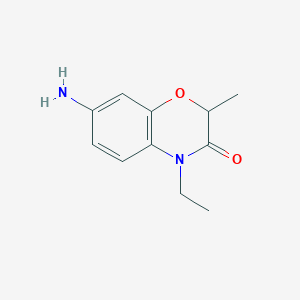 molecular formula C11H14N2O2 B13482906 7-Amino-4-ethyl-2-methyl-1,4-benzoxazin-3-one 