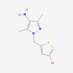 molecular formula C10H12BrN3S B13482912 1-((4-Bromothiophen-2-yl)methyl)-3,5-dimethyl-1h-pyrazol-4-amine 