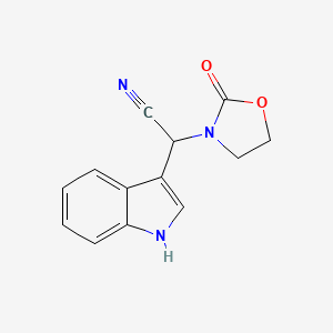 molecular formula C13H11N3O2 B13482924 2-(1H-indol-3-yl)-2-(2-oxo-1,3-oxazolidin-3-yl)acetonitrile 