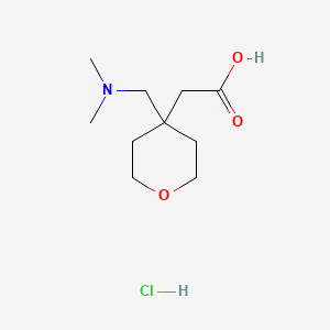 molecular formula C10H20ClNO3 B13482972 2-{4-[(Dimethylamino)methyl]oxan-4-yl}acetic acid hydrochloride 