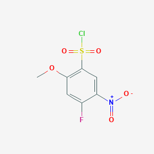 molecular formula C7H5ClFNO5S B13483038 4-Fluoro-2-methoxy-5-nitrobenzene-1-sulfonyl chloride 