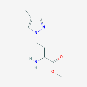 molecular formula C9H15N3O2 B13483202 Methyl 2-amino-4-(4-methyl-1h-pyrazol-1-yl)butanoate 