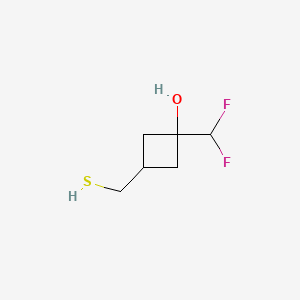 molecular formula C6H10F2OS B13483461 1-(Difluoromethyl)-3-(sulfanylmethyl)cyclobutan-1-ol 