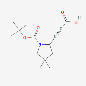 molecular formula C14H19NO4 B13483477 3-{5-[(Tert-butoxy)carbonyl]-5-azaspiro[2.4]heptan-6-yl}prop-2-ynoic acid 