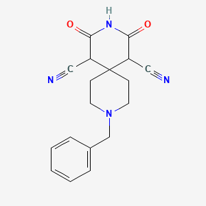 molecular formula C18H18N4O2 B1348356 9-Benzyl-2,4-dioxo-3,9-diazaspiro[5.5]undecane-1,5-dicarbonitrile CAS No. 189333-46-8