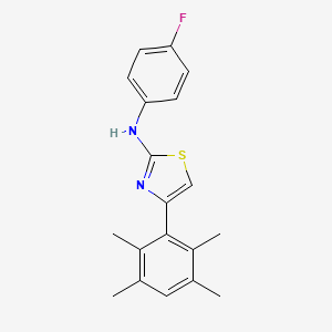 molecular formula C19H19FN2S B13483596 N-(4-fluorophenyl)-4-(2,3,5,6-tetramethylphenyl)-1,3-thiazol-2-amine 