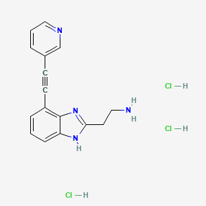 molecular formula C16H17Cl3N4 B13483609 2-{4-[2-(pyridin-3-yl)ethynyl]-1H-1,3-benzodiazol-2-yl}ethan-1-amine trihydrochloride 