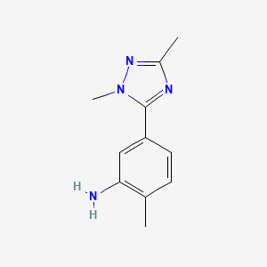 molecular formula C11H14N4 B13483728 5-(1,3-Dimethyl-1h-1,2,4-triazol-5-yl)-2-methylaniline 