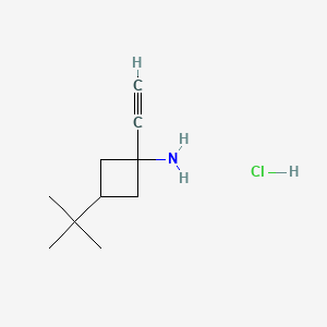 molecular formula C10H18ClN B13483750 3-tert-butyl-1-ethynylcyclobutan-1-amine hydrochloride, Mixture of diastereomers 